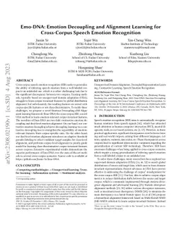 Emo-DNA: Emotion Decoupling and Alignment Learning for Cross-Corpus
  Speech Emotion Recognition