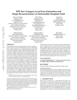 DTF-Net: Category-Level Pose Estimation and Shape Reconstruction via
  Deformable Template Field