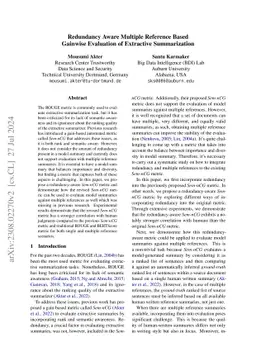Redundancy Aware Multi-Reference Based Gainwise Evaluation of Extractive
  Summarization