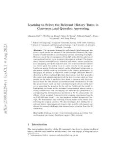 Learning to Select the Relevant History Turns in Conversational Question
  Answering