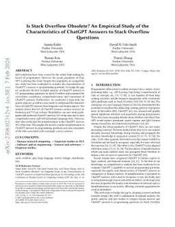 Is Stack Overflow Obsolete? An Empirical Study of the Characteristics of
  ChatGPT Answers to Stack Overflow Questions