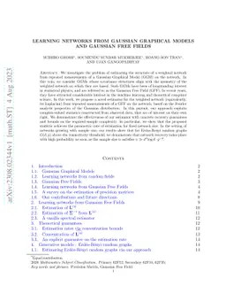 Learning Networks from Gaussian Graphical Models and Gaussian Free
  Fields