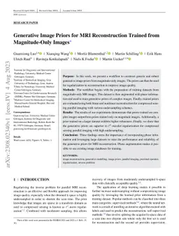Generative Image Priors for MRI Reconstruction Trained from
  Magnitude-Only Images