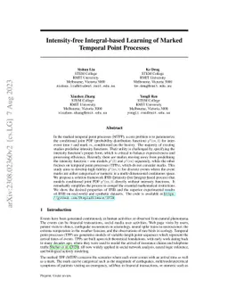 Intensity-free Integral-based Learning of Marked Temporal Point
  Processes