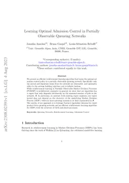 Learning Optimal Admission Control in Partially Observable Queueing
  Networks