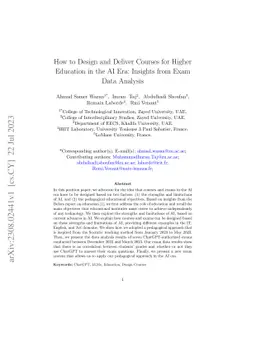 How to Design and Deliver Courses for Higher Education in the AI Era:
  Insights from Exam Data Analysis