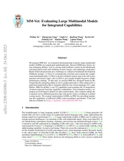 MM-Vet: Evaluating Large Multimodal Models for Integrated Capabilities