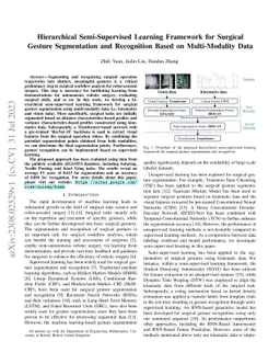 Hierarchical Semi-Supervised Learning Framework for Surgical Gesture
  Segmentation and Recognition Based on Multi-Modality Data