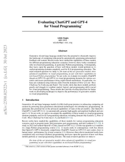 Evaluating ChatGPT and GPT-4 for Visual Programming