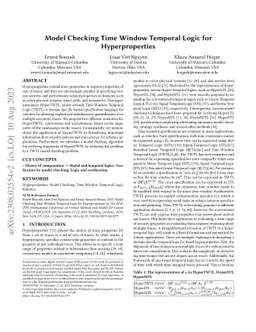 Model Checking Time Window Temporal Logic for Hyperproperties