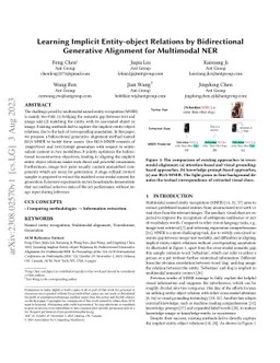 Learning Implicit Entity-object Relations by Bidirectional Generative
  Alignment for Multimodal NER