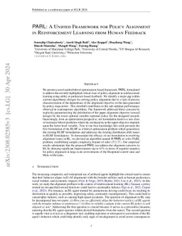 PARL: A Unified Framework for Policy Alignment in Reinforcement Learning
  from Human Feedback