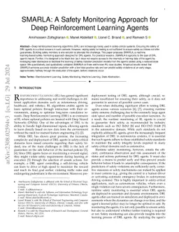 SMARLA: A Safety Monitoring Approach for Deep Reinforcement Learning
  Agents