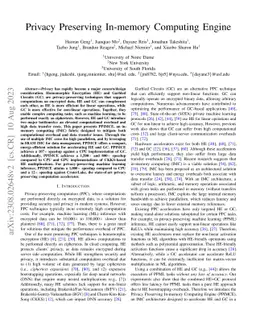 Privacy Preserving In-memory Computing Engine