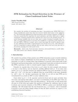 FPR Estimation for Fraud Detection in the Presence of Class-Conditional
  Label Noise