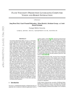 Fluid Viscosity Prediction Leveraging Computer Vision and Robot
  Interaction