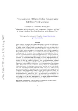 Personalization of Stress Mobile Sensing using Self-Supervised Learning