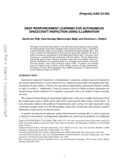 Deep Reinforcement Learning for Autonomous Spacecraft Inspection using
  Illumination