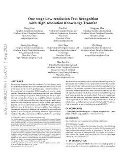One-stage Low-resolution Text Recognition with High-resolution Knowledge
  Transfer