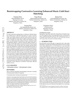 Bootstrapping Contrastive Learning Enhanced Music Cold-Start Matching