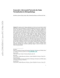 Generative Adversarial Networks for Stain Normalisation in
  Histopathology