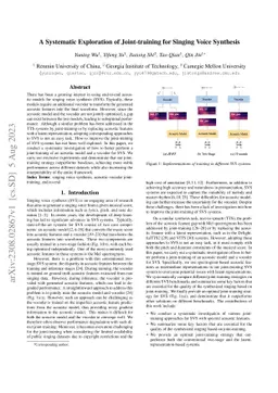 A Systematic Exploration of Joint-training for Singing Voice Synthesis