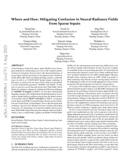 Where and How: Mitigating Confusion in Neural Radiance Fields from
  Sparse Inputs
