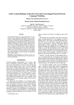 LaDA: Latent Dialogue Action For Zero-shot Cross-lingual Neural Network
  Language Modeling
