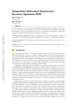 Subquadratic Multivalued Asynchronous Byzantine Agreement WHP