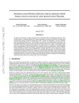 Generalized Oversampling for Learning from Imbalanced datasets and
  Associated Theory