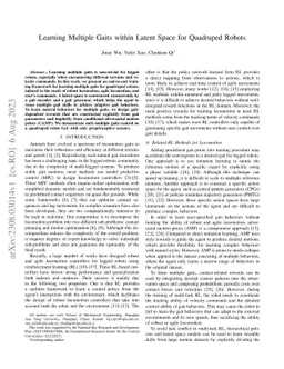 Learning Multiple Gaits within Latent Space for Quadruped Robots