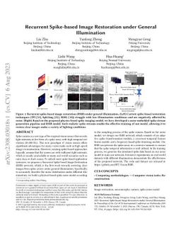Recurrent Spike-based Image Restoration under General Illumination