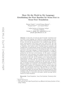 Show Me the World in My Language: Establishing the First Baseline for
  Scene-Text to Scene-Text Translation