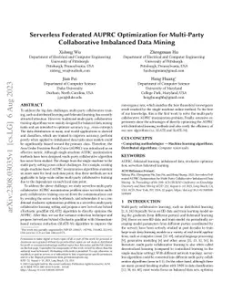 Serverless Federated AUPRC Optimization for Multi-Party Collaborative
  Imbalanced Data Mining
