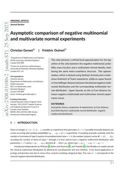 Asymptotic comparison of negative multinomial and multivariate normal
  experiments