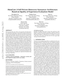 MetaCast: A Self-Driven Metaverse Announcer Architecture Based on
  Quality of Experience Evaluation Model
