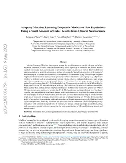 Adapting Machine Learning Diagnostic Models to New Populations Using a
  Small Amount of Data: Results from Clinical Neuroscience