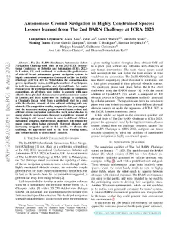 Autonomous Ground Navigation in Highly Constrained Spaces: Lessons
  learned from The 2nd BARN Challenge at ICRA 2023