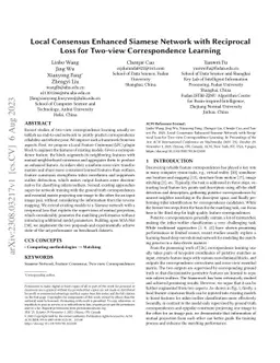 Local Consensus Enhanced Siamese Network with Reciprocal Loss for
  Two-view Correspondence Learning
