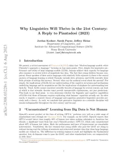 Why Linguistics Will Thrive in the 21st Century: A Reply to Piantadosi
  (2023)
