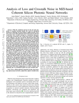 Analysis of Optical Loss and Crosstalk Noise in MZI-based Coherent
  Photonic Neural Networks