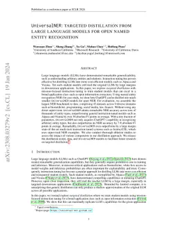 UniversalNER: Targeted Distillation from Large Language Models for Open
  Named Entity Recognition