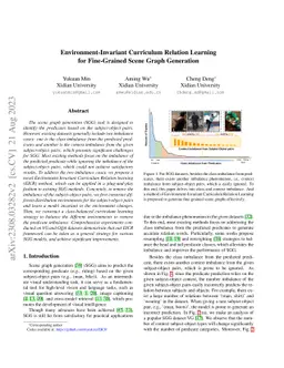 Environment-Invariant Curriculum Relation Learning for Fine-Grained
  Scene Graph Generation