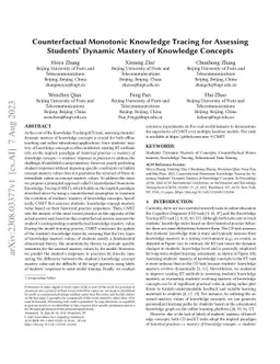 Counterfactual Monotonic Knowledge Tracing for Assessing Students'
  Dynamic Mastery of Knowledge Concepts