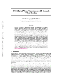 DiT: Efficient Vision Transformers with Dynamic Token Routing