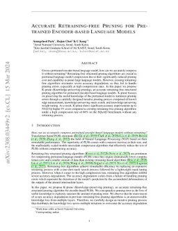 Accurate Retraining-free Pruning for Pretrained Encoder-based Language
  Models