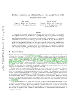 Partial identification of kernel based two sample tests with mismeasured
  data