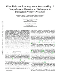 When Federated Learning meets Watermarking: A Comprehensive Overview of
  Techniques for Intellectual Property Protection