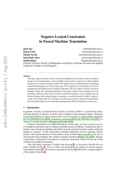 Negative Lexical Constraints in Neural Machine Translation