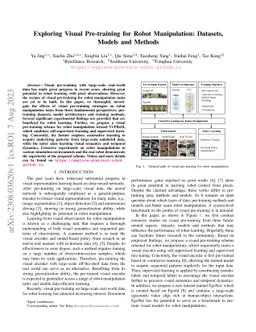 Exploring Visual Pre-training for Robot Manipulation: Datasets, Models
  and Methods